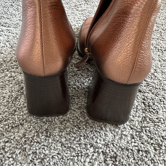 Alohas Women's South Shimmer Quartz Rose Gold Leather Booties Heeled Boots NWT - Picture 3 of 8